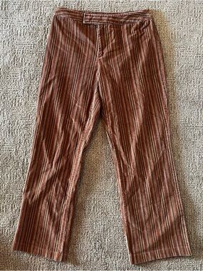 Vintage Sag Harbor women’s Rust Brown Striped Corduroy retro pants